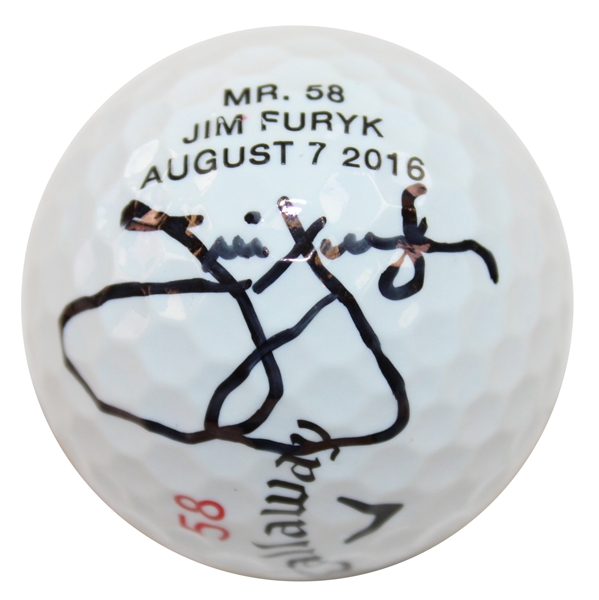 Jim Furyk Signed Mr. 58 - Jim Furyk - August 7, 2016 Callaway 58 Logo Golf Ball BECKETT #BB09301