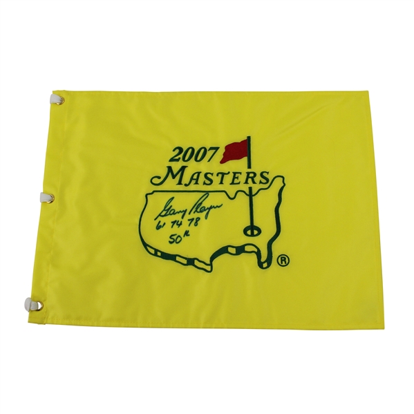 Gary Player Signed 2007 Masters Embroidered Flag with Years Won & 50th JSA ALOA