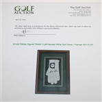 Arnold Palmer Signed Titleist 1 Left Handed White Golf Glove - Framed JSA ALOA