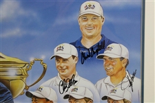 Tiger Woods & Team USA with Captain Sutton Signed 2004 Ryder Cup at Oakland Hills Poster JSA ALOA