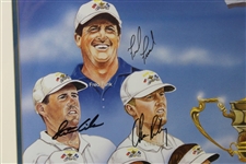 Tiger Woods & Team USA with Captain Sutton Signed 2004 Ryder Cup at Oakland Hills Poster JSA ALOA