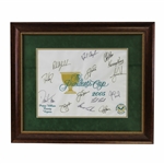 Tiger Woods, Captain Nicklaus & Team Signed 2005 The Presidents Cup Flag - Framed JSA ALOA