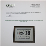 Tiger Woods & Team USA with Captain Sutton Signed 2004 Ryder Cup at Oakland Hills Flag JSA ALOA