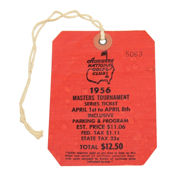 1956 Masters Tournament SERIES Badge #5063 - Jack Burke Winner