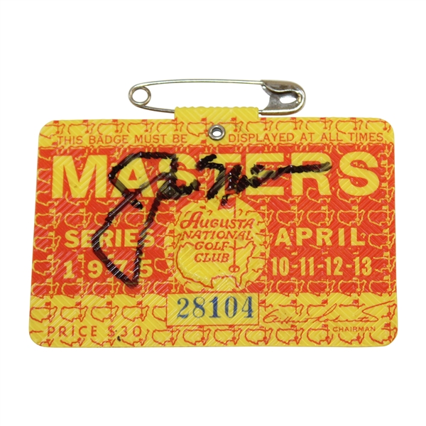 Jack Nicklaus Signed 1972 Masters Tournament SERIES Badge #28104 JSA ALOA