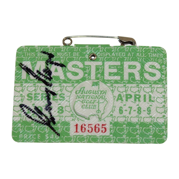 Gary Player Signed 1978 Masters Tournament SERIES Badge #16565 JSA ALOA