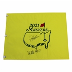 Hideki Matsuyama & Caddy Shota Hayafuji Signed 2021 Masters Embroidered Flag JSA ALOA