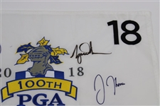 Champ Brooks Koepka, Tiger Woods & Five (5) PGA Champs Signed 2018 PGA Flag JSA ALOA