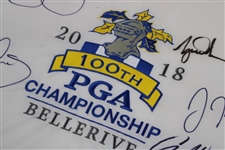 Champ Brooks Koepka, Tiger Woods & Five (5) PGA Champs Signed 2018 PGA Flag JSA ALOA
