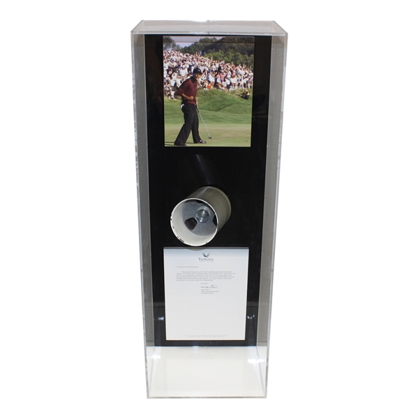 Tiger Woods’ 2000 PGA Valhalla “Tiger Slam” Tournament Used 18th Hole Cup with Letter