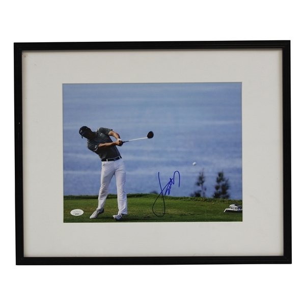 Jordan Spieth Signed Teeing Off Large Photo - Framed JSA #GG96047