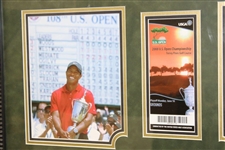 Tiger Woods 2008 US Open at Torrey Pines Flag with Tickets & Photos Display - Framed