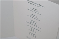 Tiger Woods Signed 2001 Masters Champion Dinner Menu - Night of Win! JSA ALOA
