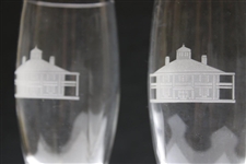 Pair of Augusta National Clubhouse Logo Flute Champagne Glasses