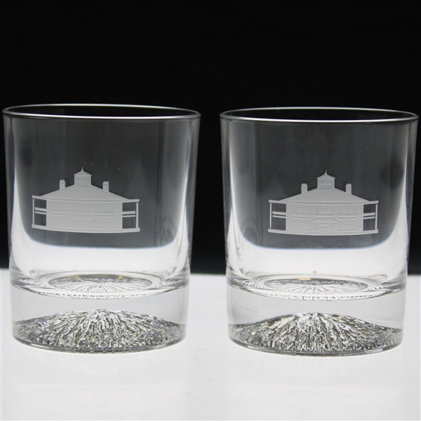 Pair of Augusta National Clubhouse Logo Rocks Glasses