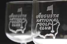 Pair of Augusta National Golf Club Logo Red Wine Glasses