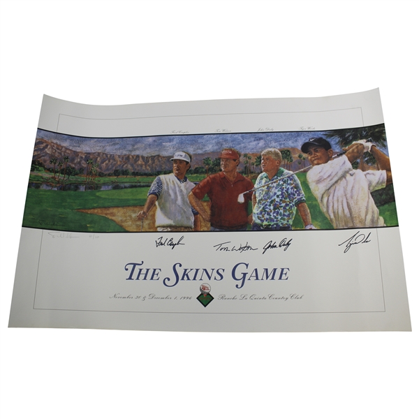 Tiger Woods, Watson, Daly & Couples Ltd Ed Signed 1996 The Skins Game Poster JSA ALOA