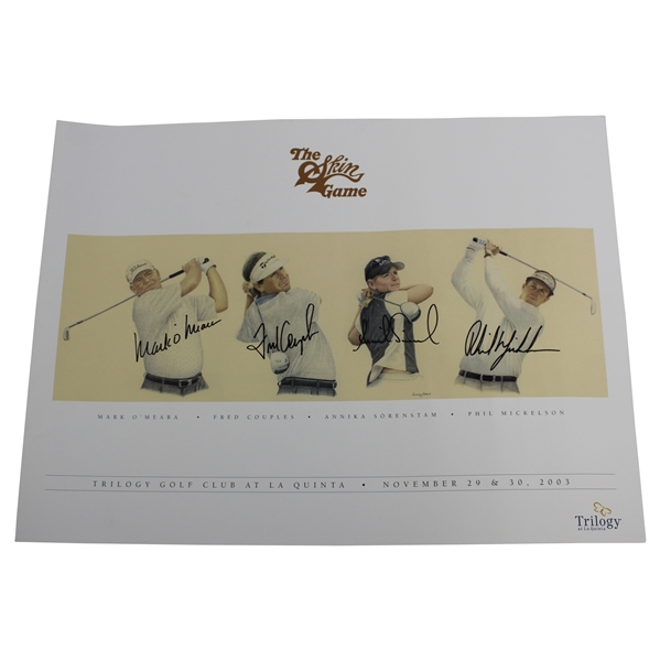 Phil Mickelson, OMeara, Couples & Annika Signed 2003 The Skins Game Poster JSA ALOA