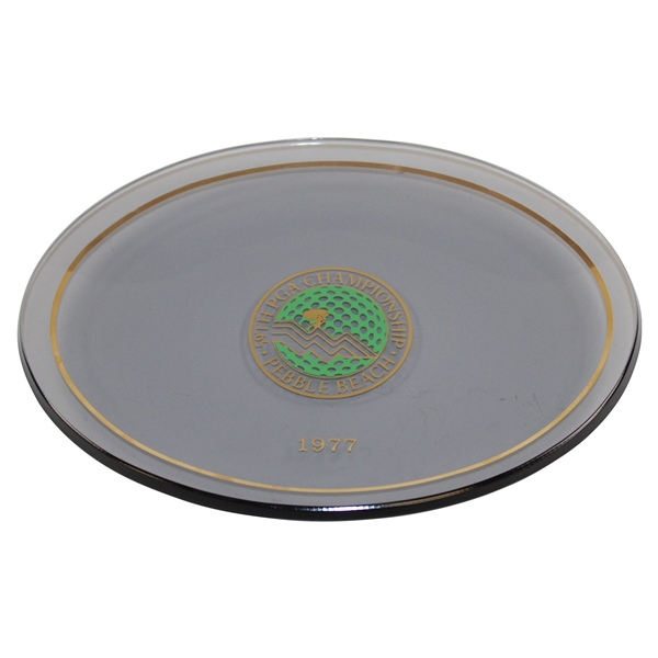 1977 PGA Championship at Pebble Beach Smoked Glass Golf Dish Trophy - 59th
