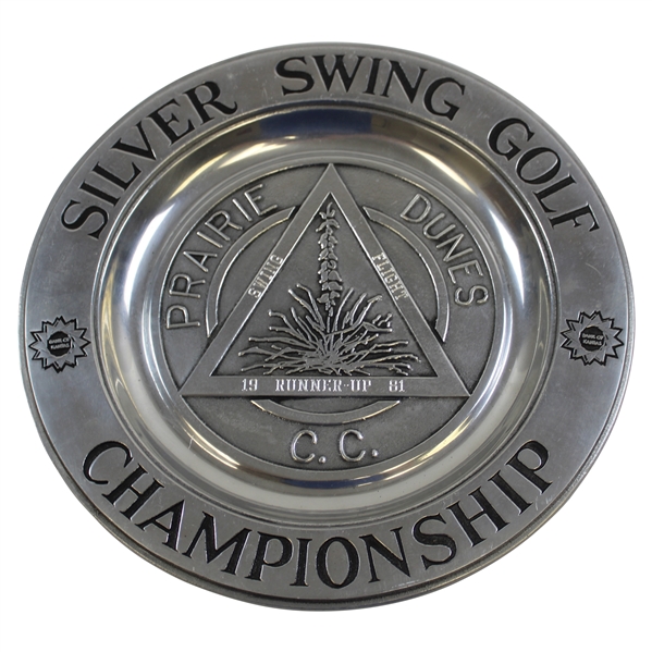 1981 Silver Swing Golf Championship at Prairie Dunes CC Pewter Runner-Up Trophy Plate 