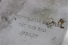 1965 Shinnecock Hills Golf Club Four Ball Medalist Silver Plated Golf Tray Trophy 