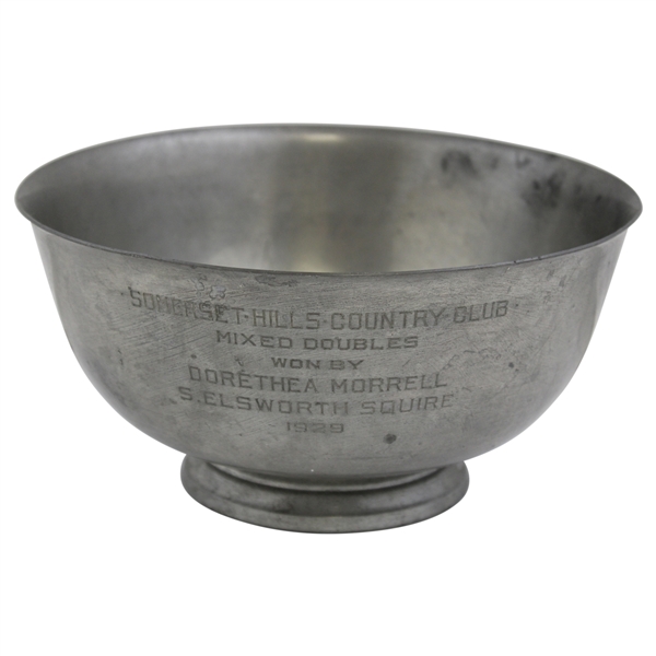 1929 Somerset Hills CC Mixed Doubles Pewter Trophy Bowl Won by Morrell & Squire