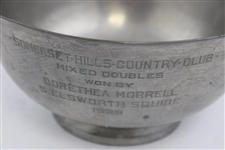 1929 Somerset Hills CC Mixed Doubles Pewter Trophy Bowl Won by Morrell & Squire