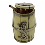 Circa 1900 Sterling Silver & Ivory Match Holder Barrel with Lid