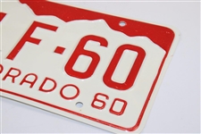 Arnold Palmer 1960 US Open Cherry Hills 'Golf-60' Colorado Contestant Courtesy License Plate 