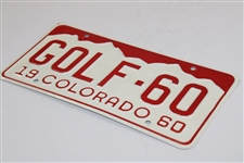 Arnold Palmer 1960 US Open Cherry Hills 'Golf-60' Colorado Contestant Courtesy License Plate 