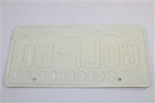 Arnold Palmer 1960 US Open Cherry Hills 'Golf-60' Colorado Contestant Courtesy License Plate 