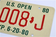 Jack Nicklaus 1980 US Open Baltusrol GC 'N-008-J' New Jersey Courtesy Contestant License Plate 