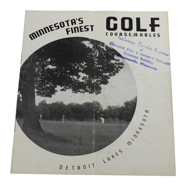 Circa 1930 Minnesotas Finest Golf Course - 18 Holes - Detroit Lakes, Mn. Travel Brochure