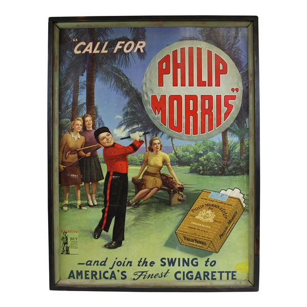 Circa 1940s Large Oversize "Call For Phillip Morris" Advertisement - Framed