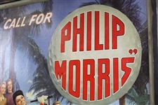 Circa 1940's Large Oversize Call For Phillip Morris Advertisement - Framed