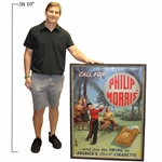 Circa 1940's Large Oversize Call For Phillip Morris Advertisement - Framed