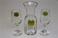Two (2) Baltusrol Golf Club '1895' Logo Glasses & 1980 Us Open Logo Decanter