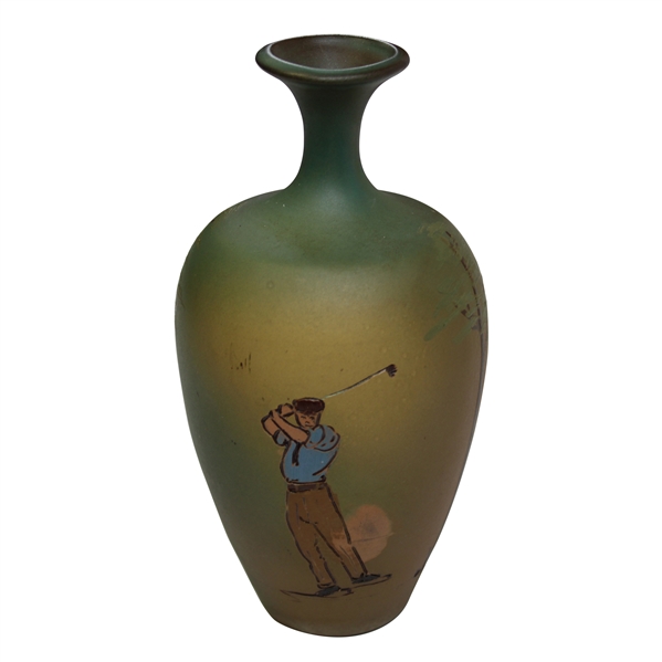 Weller Dickens Ware Pottery Vase Featuring Male Golfer