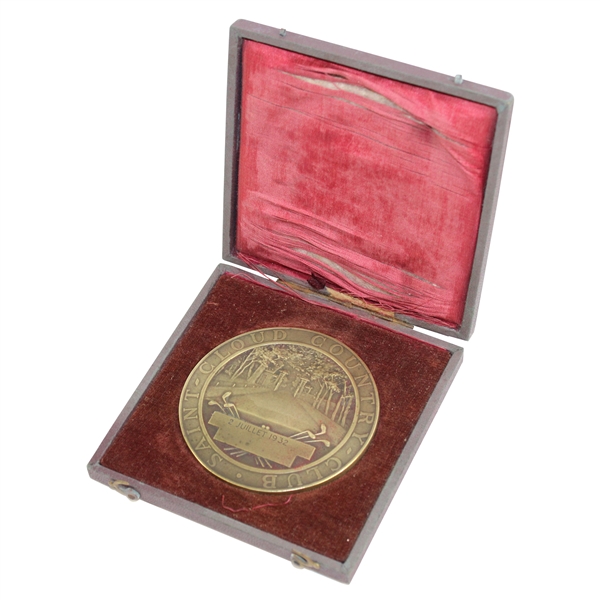 Large French Medal from The Saint Cloud Country Club in Original Box - Harry Colt Design