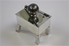 Circa 1925 Derby Silverplate Co. Sand Tee Box Lidded Cigarette Container