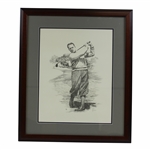 Bobby Jones Ltd Ed 792/850 Post-Swing Pencil Sketch 1992 Print - Framed