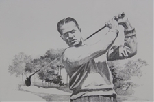 Bobby Jones Ltd Ed 792/850 Post-Swing Pencil Sketch 1992 Print - Framed