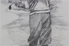 Bobby Jones Ltd Ed 792/850 Post-Swing Pencil Sketch 1992 Print - Framed