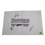 Tiger Woods, Daly & Goosen Signed Lincoln Financial Embroidered Flag JSA ALOA 