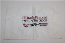 Tiger Woods, Daly & Goosen Signed Lincoln Financial Embroidered Flag JSA ALOA 