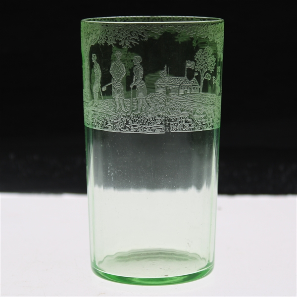 Vintage Golf Themed Green Drinking Glass