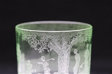 Vintage Golf Themed Green Drinking Glass