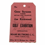 Gene Sarazen & Joe Kirkwood Signed Golf Exhibition Ticket No. 11 JSA #VV01856