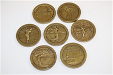 Arnold Palmer Major Championship Commemorative Bronze Medallions (7) in Box