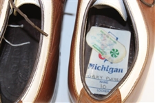 Gary Player Signed Personal Used Brown with White FootJoy Golf Shoes JSA ALOA